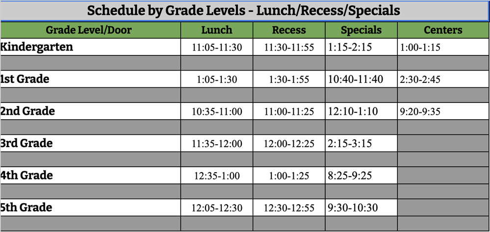 Lunch Schedule